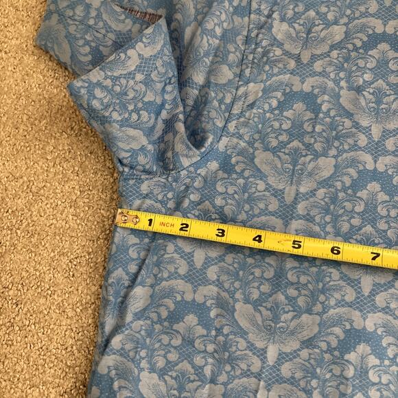 Robert Graham Shirt Mens Sz L Blue Paisley Floral Short Sleeve Cotton Button Up - Picture 5 of 10